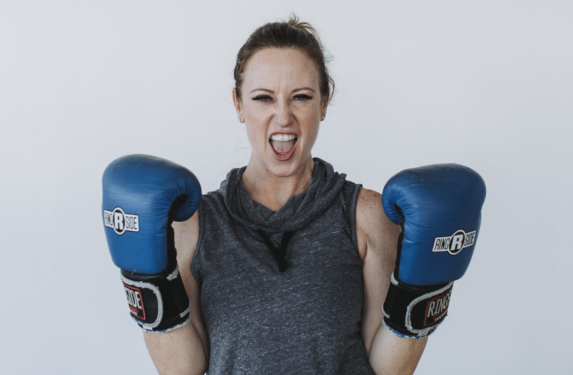Woman screaming frustrated with food noise